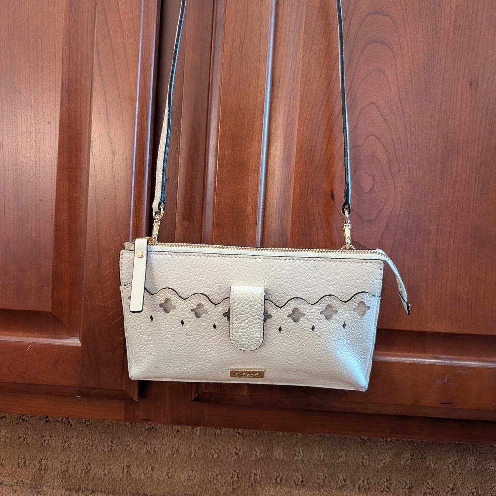 Kate Spade White Leather Crossbody Organizer Wallet Purse